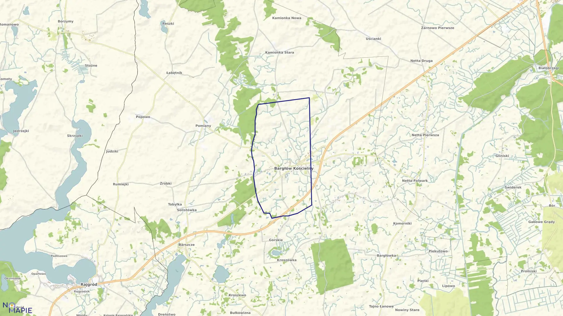 Mapa obrębu BARGŁÓW KOŚCIELNY w gminie Bargłów Kościelny