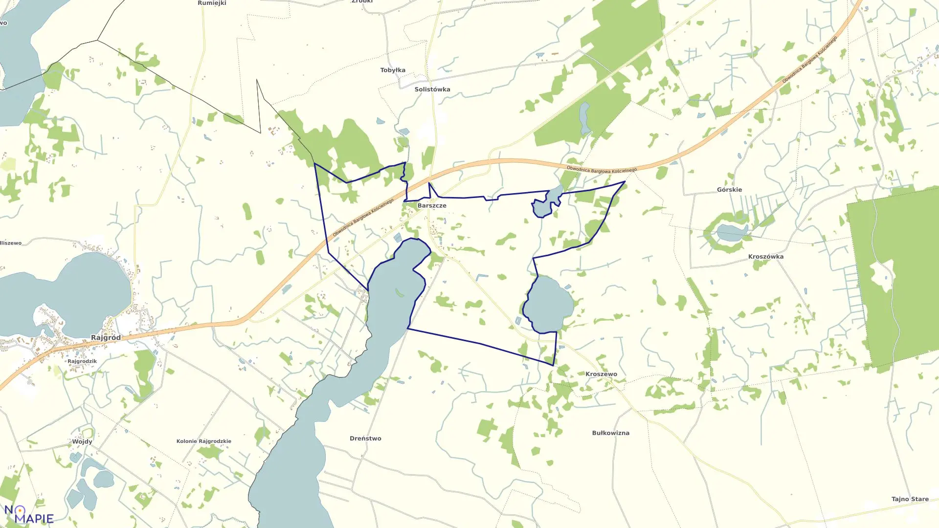 Mapa obrębu BARSZCZE w gminie Bargłów Kościelny