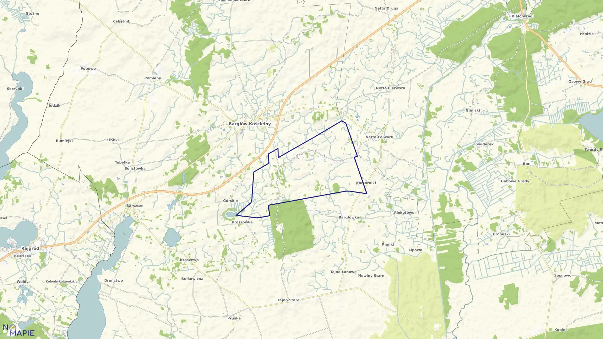 Mapa obrębu BRZOZÓWKA w gminie Bargłów Kościelny