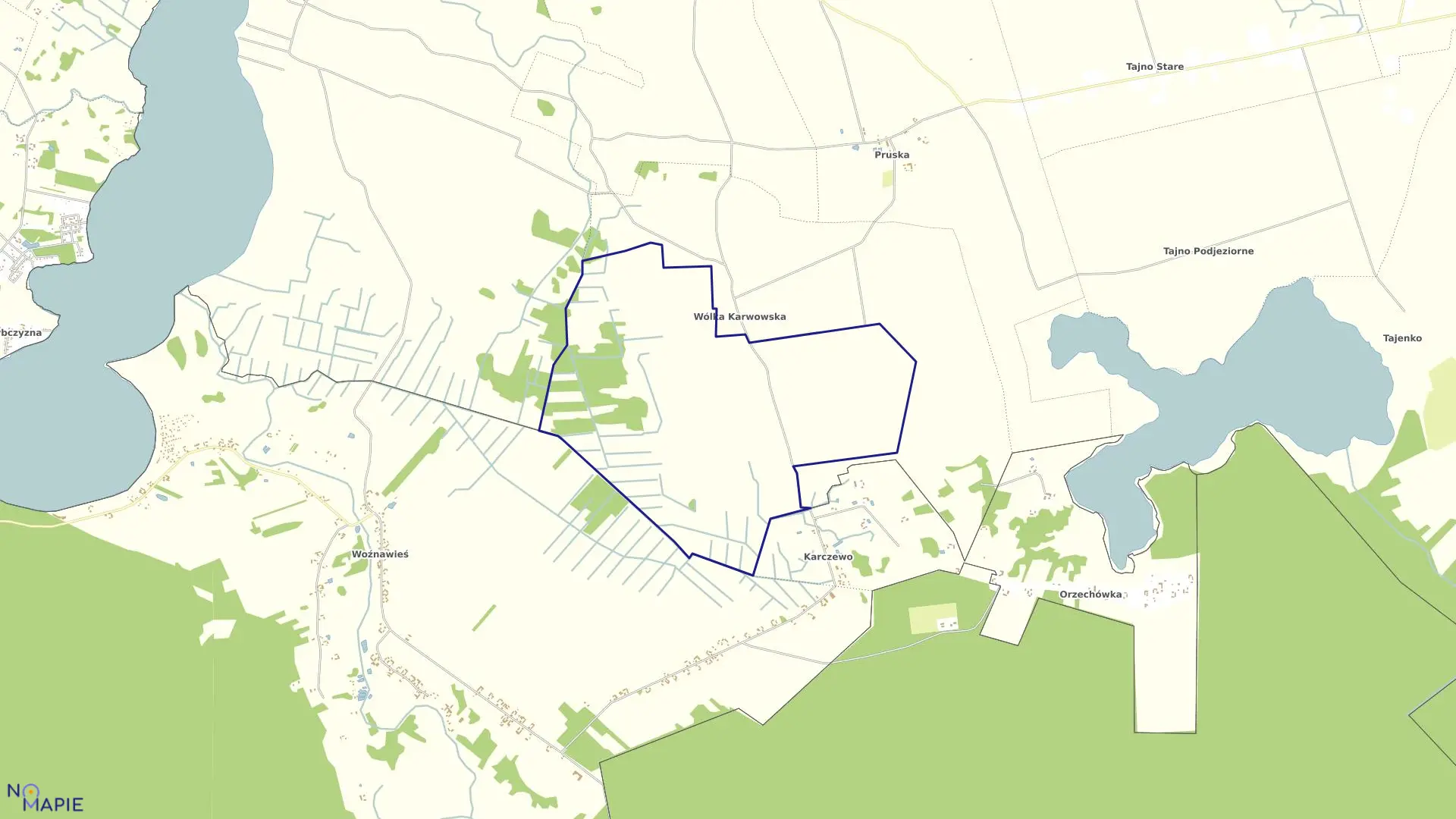 Mapa obrębu BYŁY MAJĄTEK WÓLKA KARWOWSKA w gminie Bargłów Kościelny