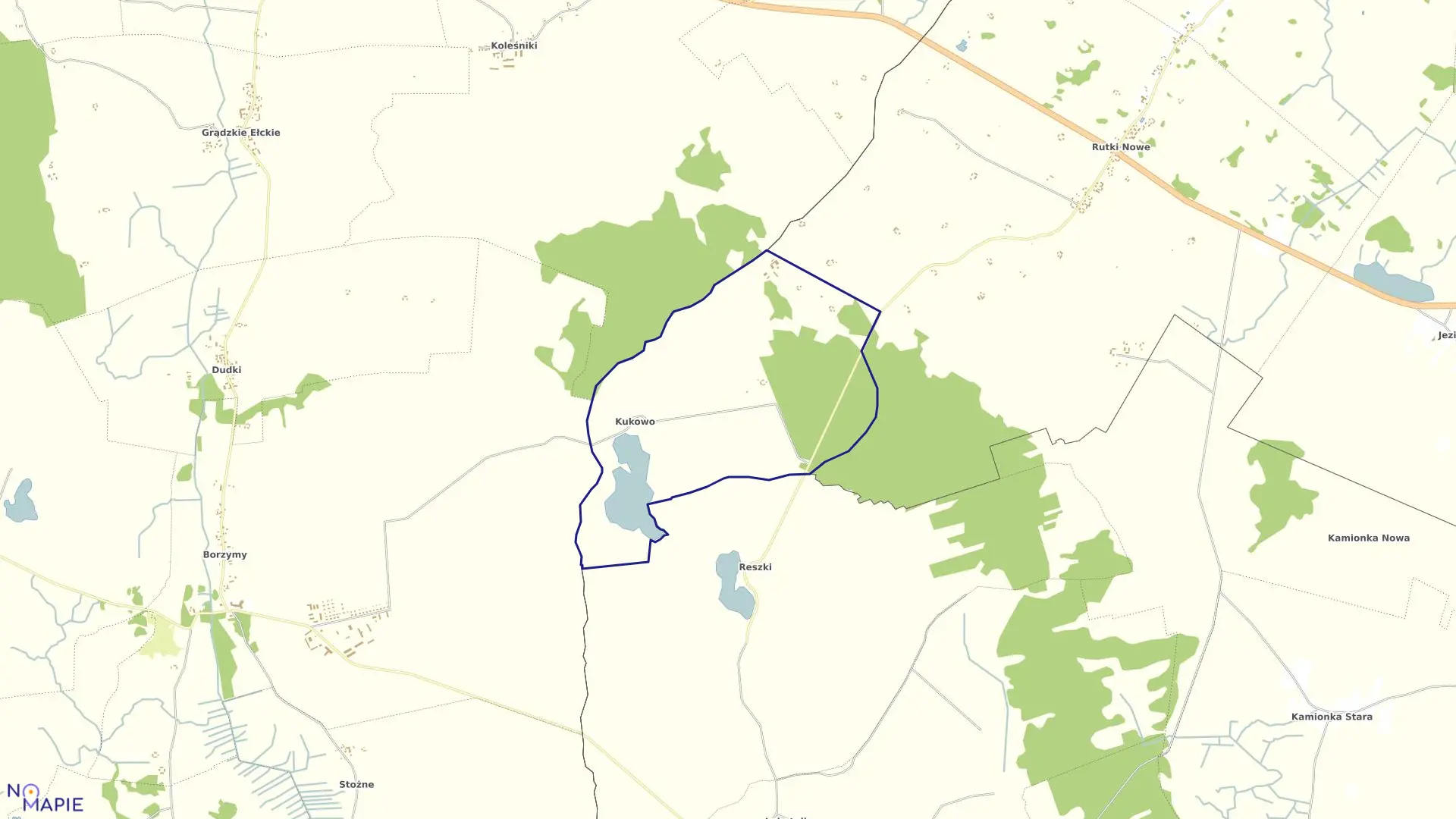 Mapa obrębu KUKOWO w gminie Bargłów Kościelny