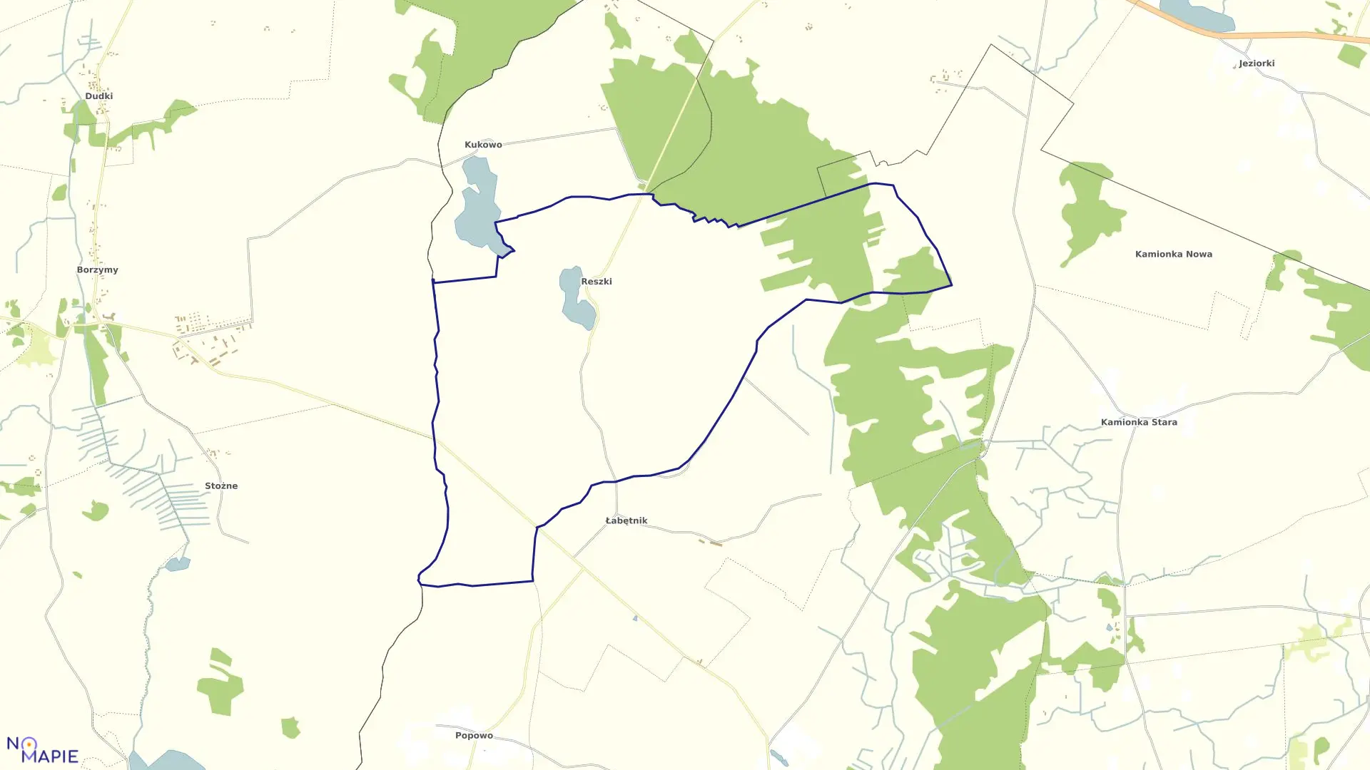 Mapa obrębu RESZKI w gminie Bargłów Kościelny